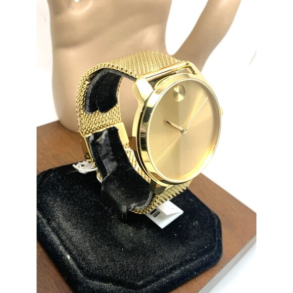 Movado Men's Watch 3600833 Bold Gold Dial Swiss Quartz Steel 42mm Mesh Band - Picture 14 of 14